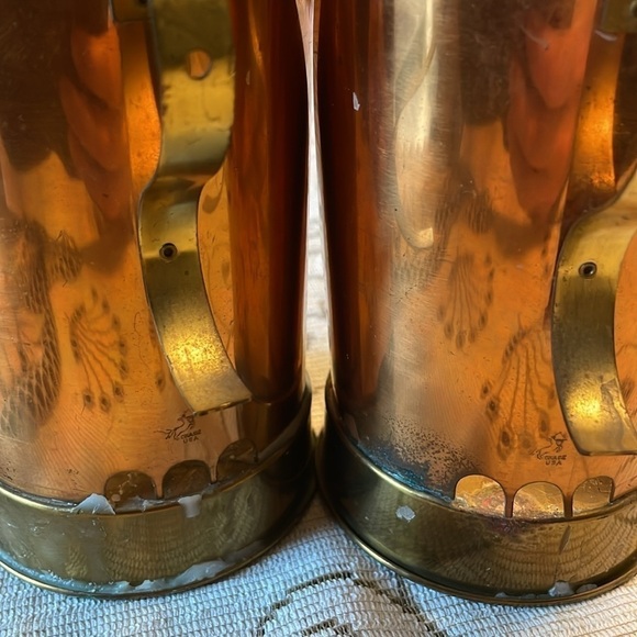 Chase USA Vintage Pair Copper and Brass Arched Back and S Shape Handles - Picture 6 of 11